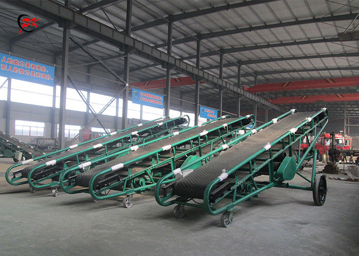 50m Movable Green Carbon Steel Mobile Flat Belt Conveyor Fertilizer